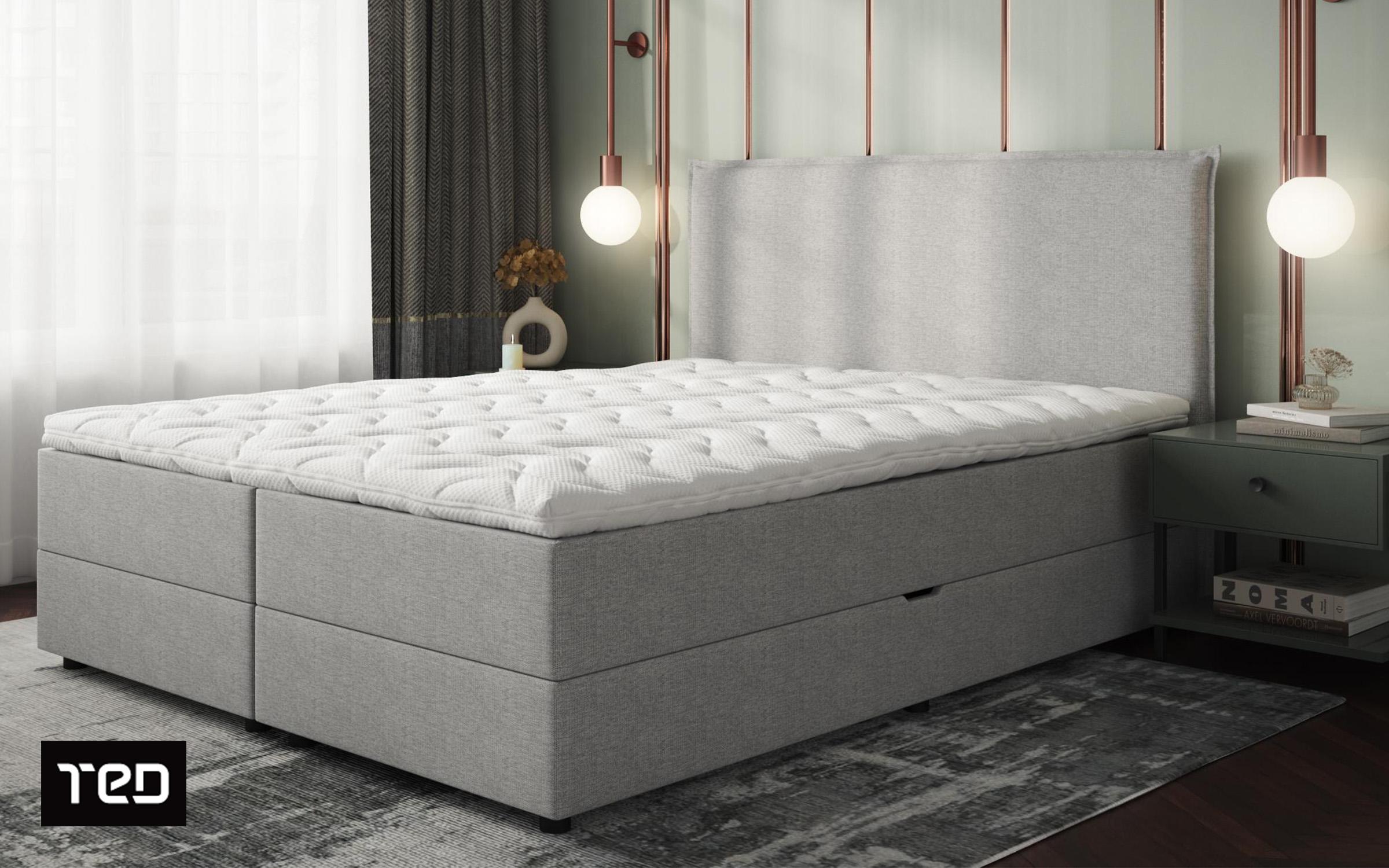 Pat dublu Modera Boxspring, gri deschis  1